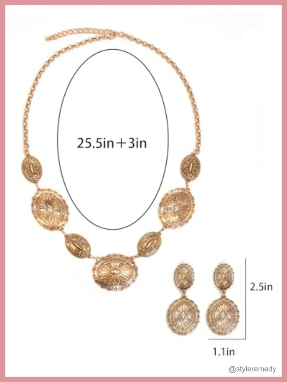 Vintage Cowgirl Necklace and Earring Set in Zinc Alloy Western Jewelry